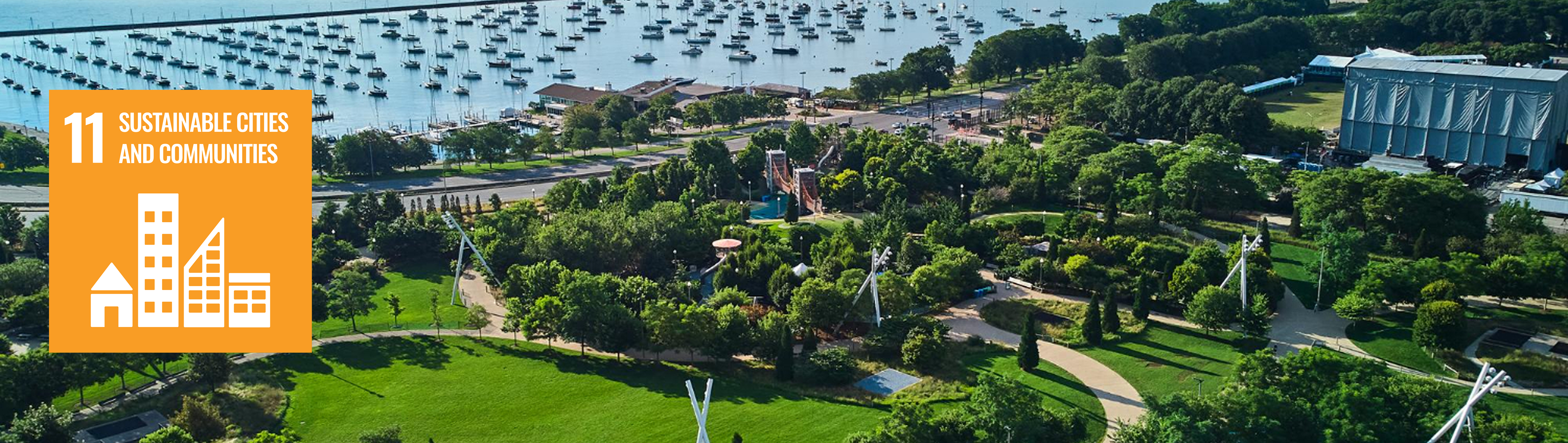 SDG 11: Building Sustainable Cities and Communities, image size:4608x1302